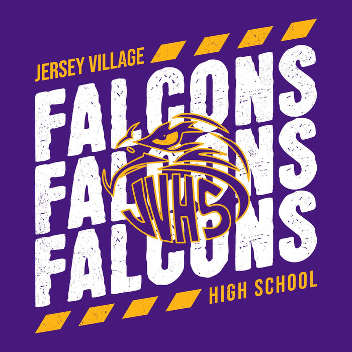 Close-up view of Jersey Village High School Falcons Purple Classic Unisex T-shirt 223