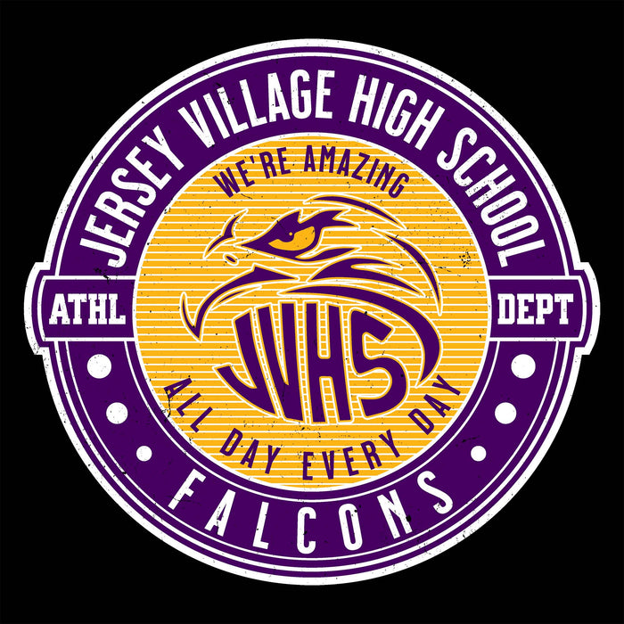 Close-up view of Jersey Village High School Falcons Women's Relaxed Fit T-shirt 224