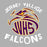Close-up view of Jersey Village High School Falcons Unisex 3/4 Sleeve Raglan T-shirt 228