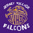 Close-up view of Jersey Village High School Falcons Purple Classic Unisex T-shirt 228