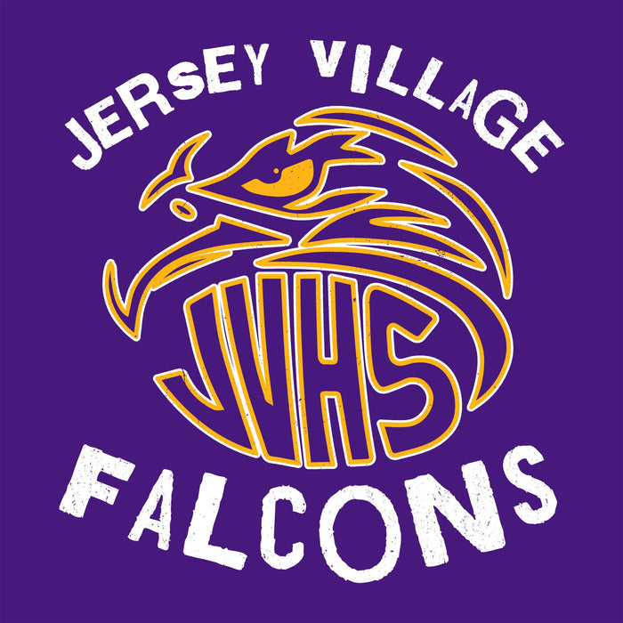 Close-up view of Jersey Village High School Falcons Purple Classic Unisex T-shirt 228