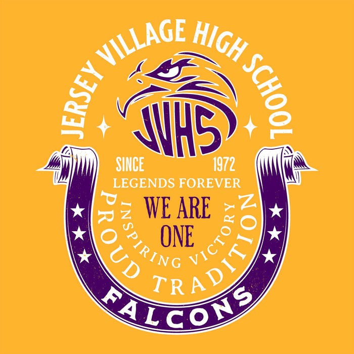 Close-up view of Jersey Village High School Falcons Gold Classic Unisex T-shirt 229