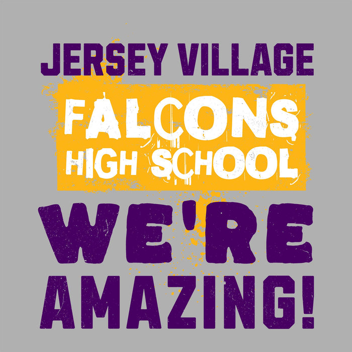Close-up view of Jersey Village High School Falcons Unisex 3/4 Sleeve Raglan T-shirt 231
