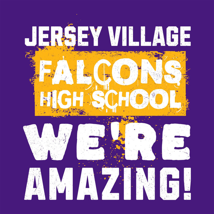 Close-up view of Jersey Village High School Falcons Purple Classic Unisex T-shirt 231