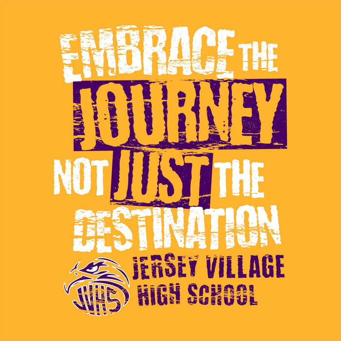 Close-up view of Jersey Village High School Falcons Gold Classic Unisex T-shirt 232