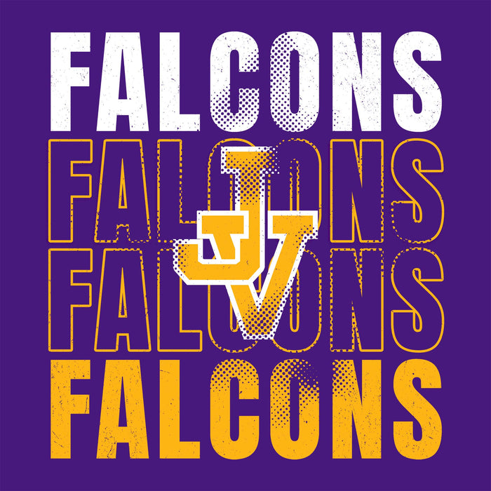 Close-up view of Jersey Village High School Falcons Purple Classic Unisex T-shirt 233