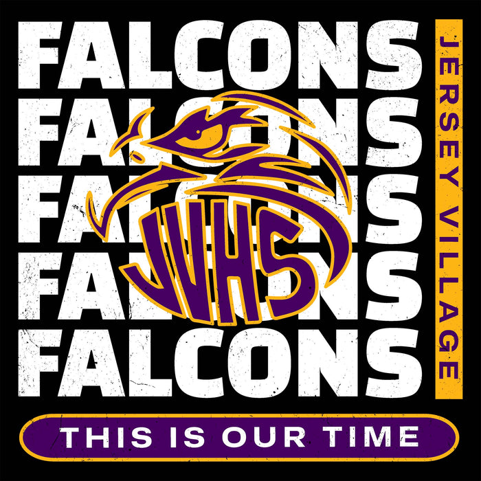 Close-up view of Jersey Village High School Falcons Women's Relaxed Fit T-shirt 235