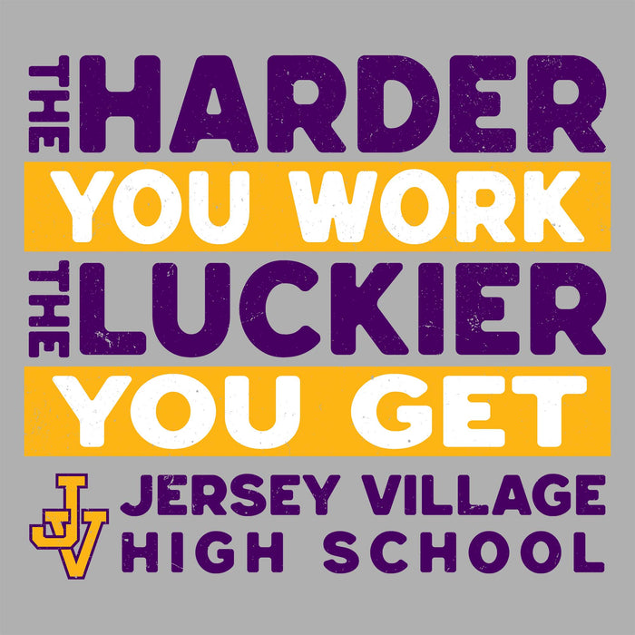 Close-up view of Jersey Village High School Falcons Unisex 3/4 Sleeve Raglan T-shirt 238