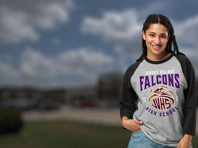 Jersey Village High School Falcons Raglan T-shirts All Products page
