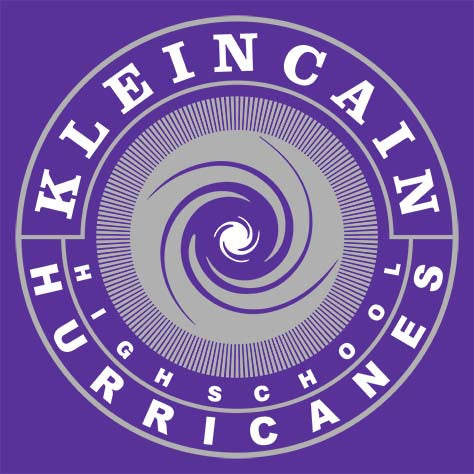 Close-up of Klein Cain High School Hurricanes Purple Women's T-shirt 02