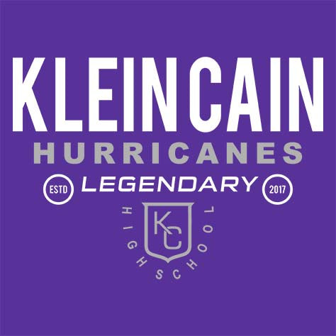 Close-up of Klein Cain High School Hurricanes Purple Women's T-shirt 03