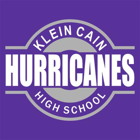 Close-up of Klein Cain High School Hurricanes Purple Women's T-shirt 11