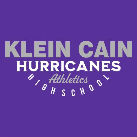 Close-up of Klein Cain High School Hurricanes Purple Women's T-shirt 12