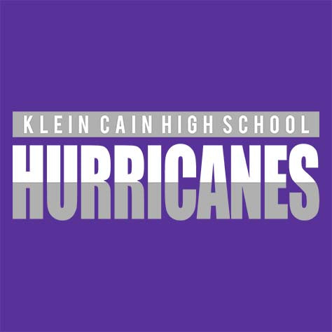 Close-up of Klein Cain High School Hurricanes Purple Women's T-shirt 25