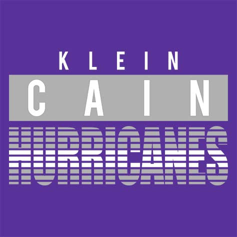 Close-up of Klein Cain High School Hurricanes Purple Women's T-shirt 35