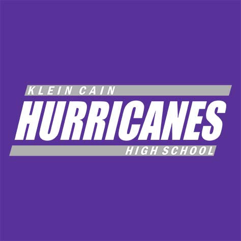 Close-up of Klein Cain High School Hurricanes Purple Women's T-shirt 72