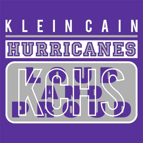 Close-up of Klein Cain High School Hurricanes Purple Women's T-shirt 86