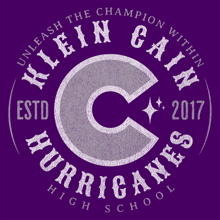 Close-up of Klein Cain High School Hurricanes Premium Purple Hoodie 211