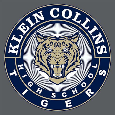 Close-up of Klein Collins High School Tigers Dark Heather Classic Unisex Hoodie 02