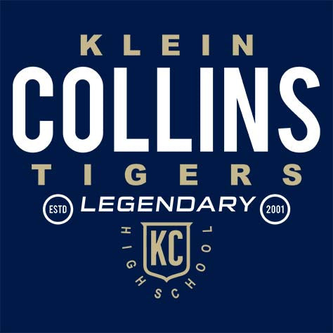 Close-up of Klein Collins High School Tigers Navy Classic Unisex Hoodie 03