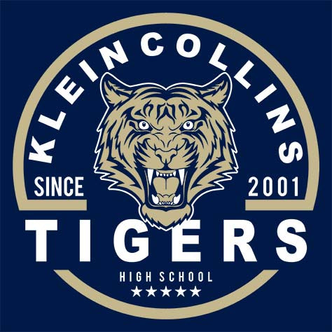 Close-up of Klein Collins High School Tigers Classic Unisex Navy T-shirt 04