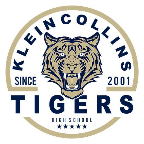 Close-up of Klein Collins High School Tigers Unisex 3/4 Sleeve Raglan T-shirt 04