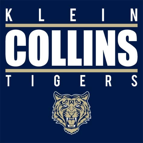 Close-up of Klein Collins High School Tigers Navy Classic Unisex Hoodie 07