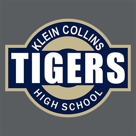 Close-up of Klein Collins High School Tigers Dark Heather Classic Unisex Hoodie 11