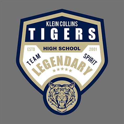 Close-up of Klein Collins High School Tigers Classic Unisex Charcoal T-shirt 14