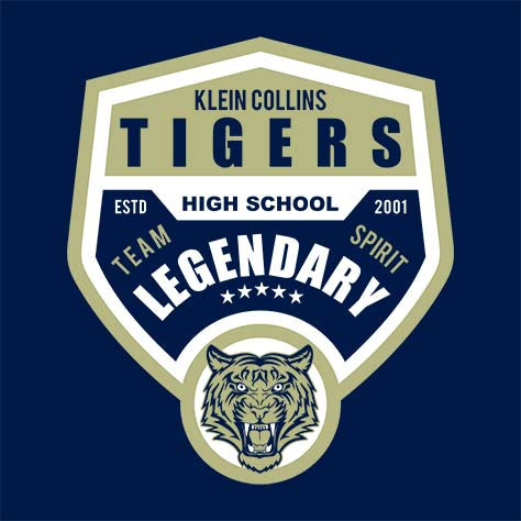 Close-up of Klein Collins High School Tigers Navy Women's T-shirts 14