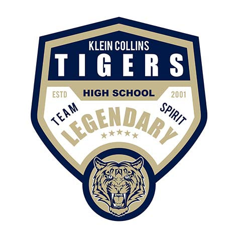 Close-up of Klein Collins High School Tigers Unisex 3/4 Sleeve Raglan T-shirt 14