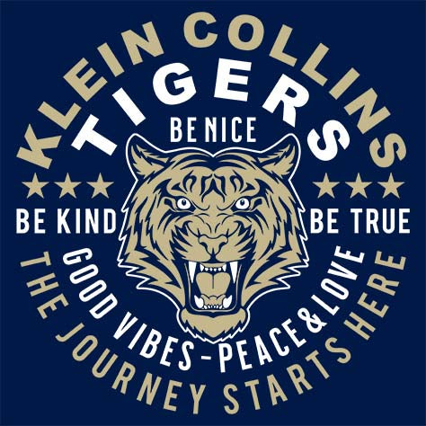 Close-up of Klein Collins High School Tigers Classic Unisex Navy T-shirt 16