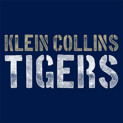 Close-up of Klein Collins High School Tigers Navy Classic Unisex Hoodie 17