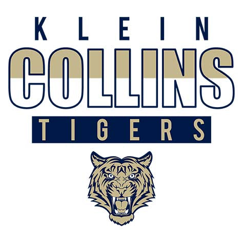 Close-up of Klein Collins High School Tigers Unisex 3/4 Sleeve Raglan T-shirt 23