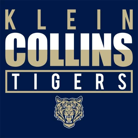 Close-up of Klein Collins High School Tigers Navy Classic Unisex Hoodie 29