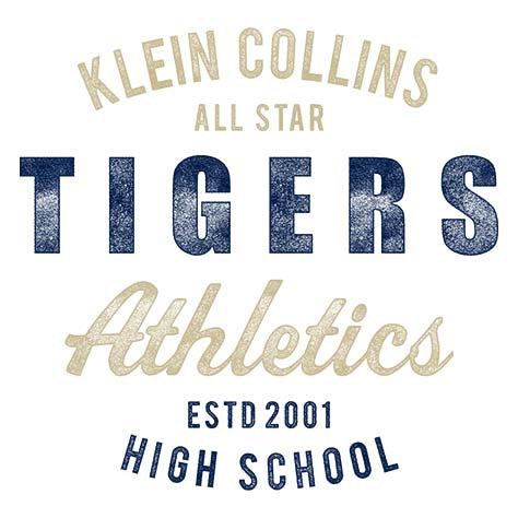 Close-up of Klein Collins High School Tigers Unisex 3/4 Sleeve Raglan T-shirt 34