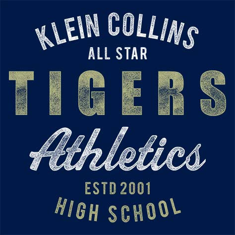 Close-up of Klein Collins High School Tigers Navy Women's T-shirts 34