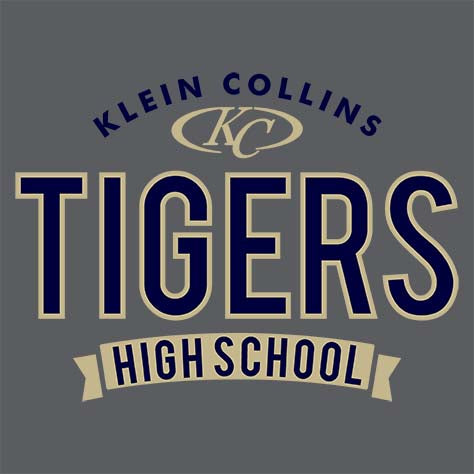 Close-up of Klein Collins High School Tigers Dark Heather Classic Unisex Hoodie 44