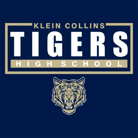 Close-up of Klein Collins High School Tigers Navy Classic Unisex Hoodie 49