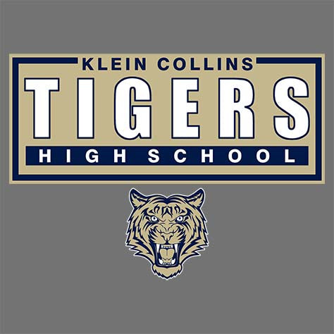 Close-up of Klein Collins High School Tigers Classic Unisex Charcoal T-shirt 49