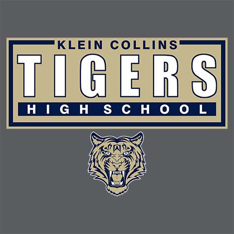 Close-up of Klein Collins High School Tigers Dark Heather Classic Unisex Hoodie 49