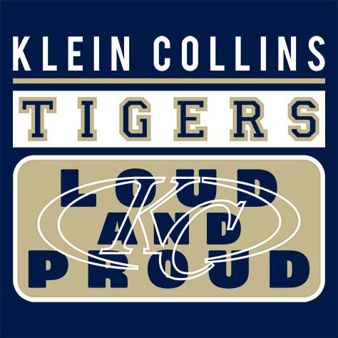 Close-up of Klein Collins High School Tigers Classic Unisex Navy T-shirt 86