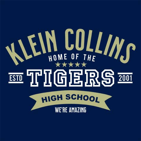 Close-up of Klein Collins High School Tigers Navy Women's T-shirt 96