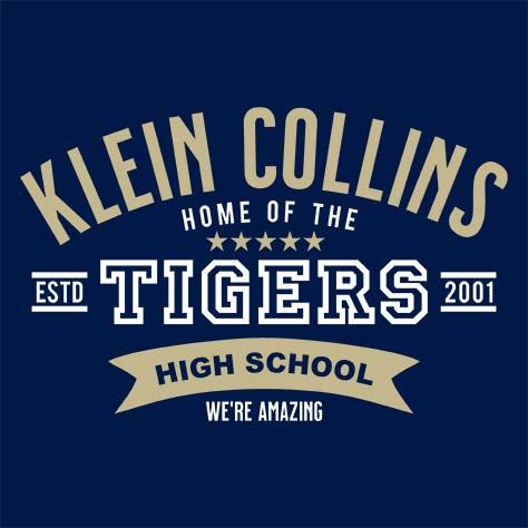 Close-up of Klein Collins High School Tigers Classic Unisex Navy T-shirt 96