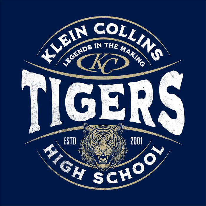 Close-up of Klein Collins High School Tigers Navy Classic Unisex Hoodie 201