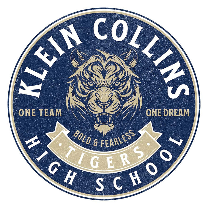 Close-up of Klein Collins High School Tigers Unisex 3/4 Sleeve Raglan T-shirt 203