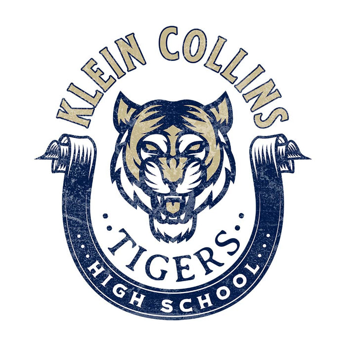 Close-up of Klein Collins High School Tigers Unisex 3/4 Sleeve Raglan T-shirt 204