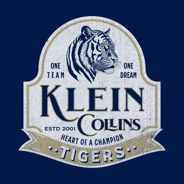 Close-up of Klein Collins High School Tigers Navy Classic Unisex Hoodie 205