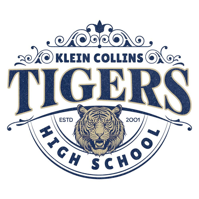 Close-up of Klein Collins High School Tigers Unisex 3/4 Sleeve Raglan T-shirt 206