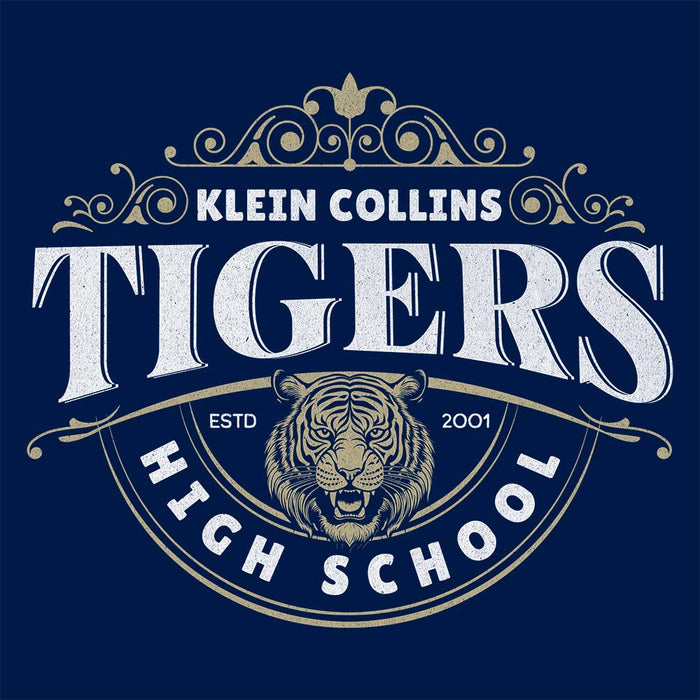 Close-up of Klein Collins High School Tigers Premium Navy T-shirt 206